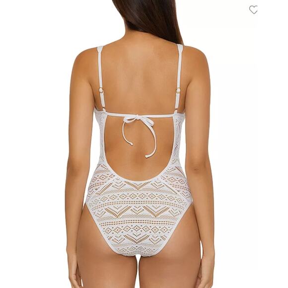 BECCA® by Rebecca Virtue Color Play Crochet Plunge One Piece Swimsuit, Small - Picture 2 of 10